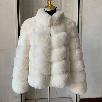 Women's Faux Fur Coat Winter Warmth With Square Collar Design Fur Jacket