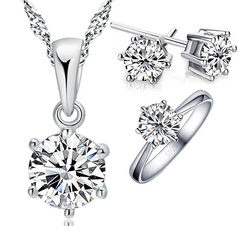 925 Sterling Silver Needle Bridal Jewelry Sets for Women Accessory