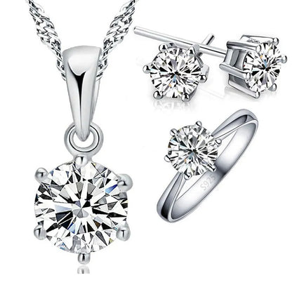 925 Sterling Silver Needle Bridal Jewelry Sets for Women Accessory