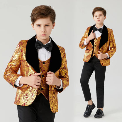 Boys Wedding Suits Shawl Lapel Boys Mens Suits 3 Piece Boy's Formal Wear Slim