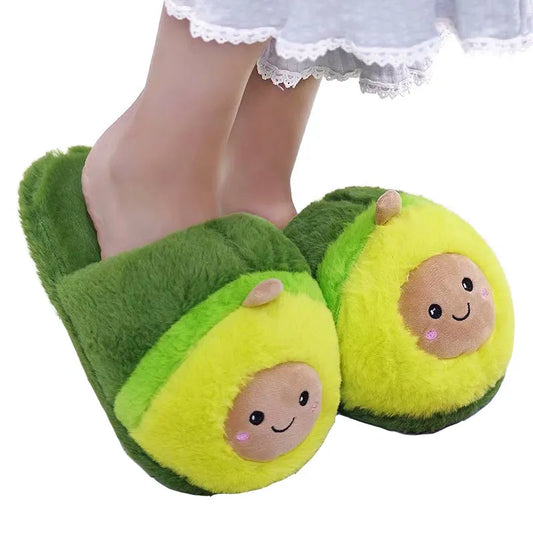 Millffy Cute Women Flip Flop Avocado Slippers Shape Home Floor Soft Stripe Slip