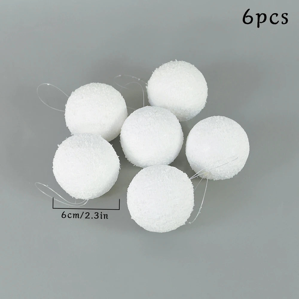 10/8/6cm Shatterproof White Foam Christmas Balls for Xmas Tree Decor Christmas