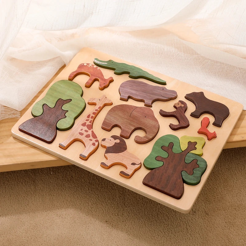 Wooden Educational 3D Puzzle for Children Cartoon Animal