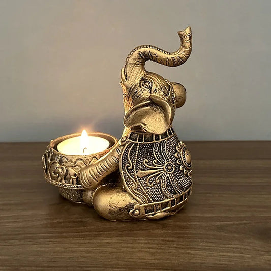 Animal Candle Holders Elephant Trunks Up Sculpture Tealight Candle Holder