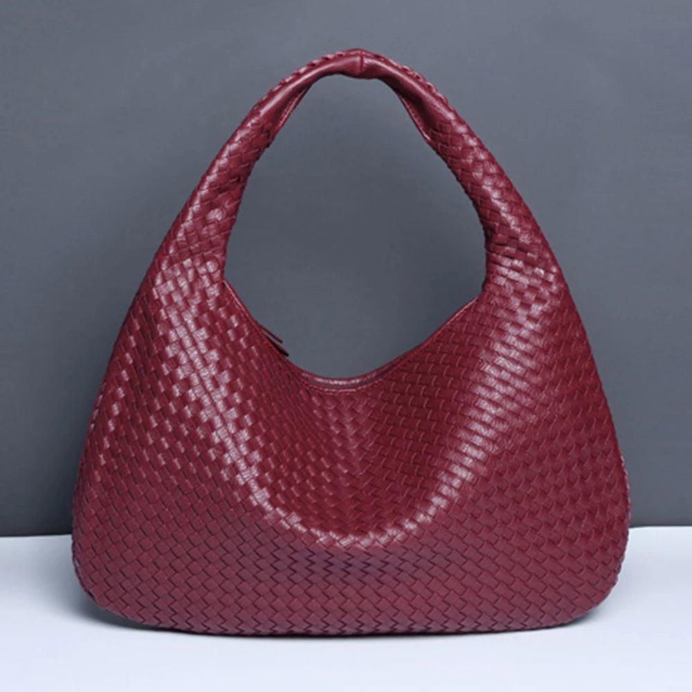 Dropshipping Woven Bag Vegan Leather Hobo Handbags for Women Top-Handle