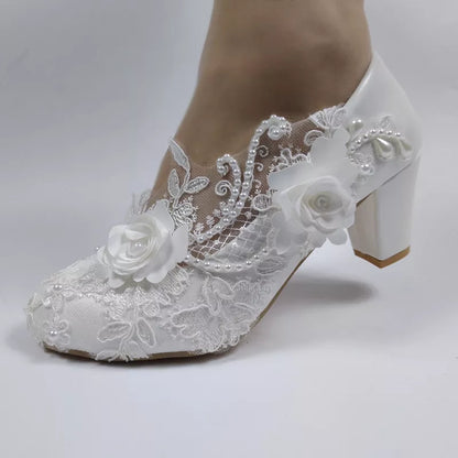 2024 New Customize  Wedding Shoes Bridesmaid Dress Shoes Thick Heeled