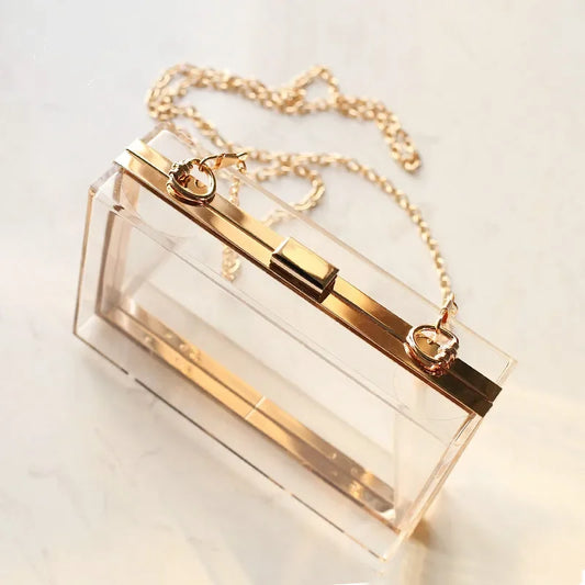 New Acrylic Transparent Women Clutch Bag Chain Luxury Brand Women Messenger Bag