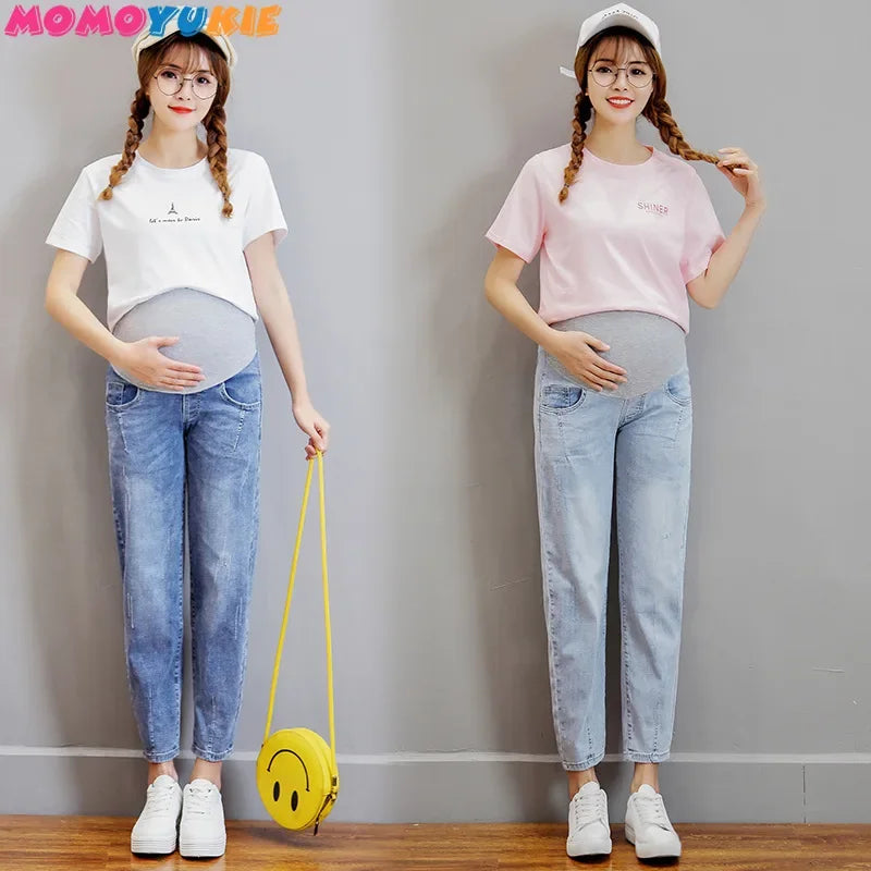 Maternity Jeans for Pregnant Women Clothes Elastic Waist Belly Loose Pant