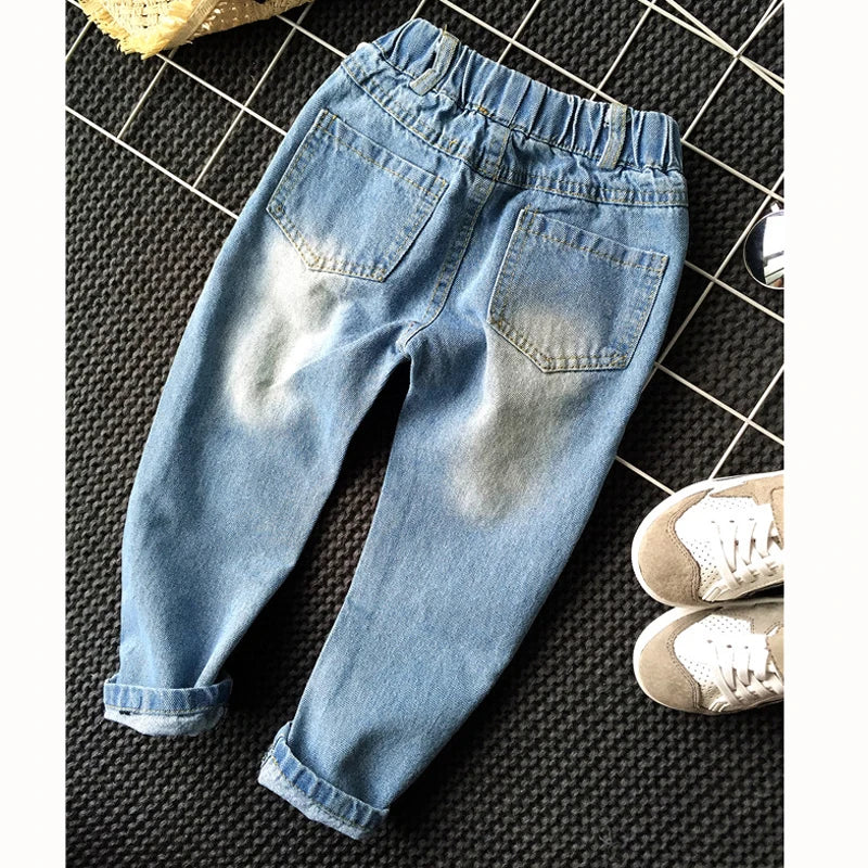 Boys Girls Hole Jeans Pants 1-6yrs Kids Trousers Autumn Fashion Children Denim