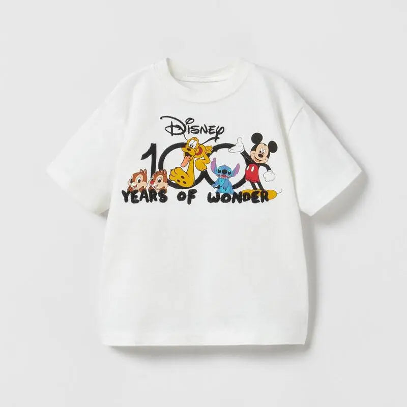 Mickey Cartoon T-Shirt for Boys Clothes Summer Thin Round Collar Disney