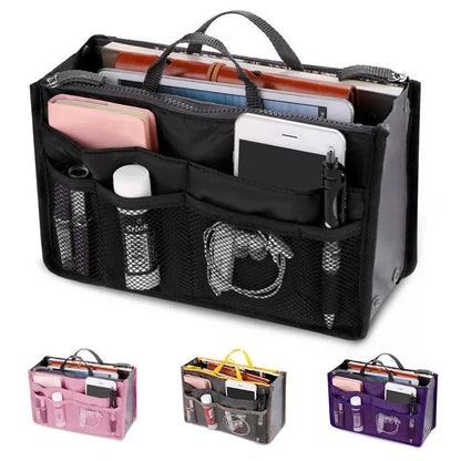 Nylon Cosmetic Bags for Women Tote Insert Double Zipper Makeup Bag Toiletries