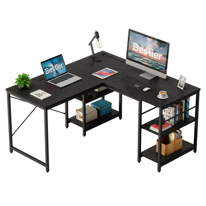 BESTIER Boss Office Desk L Shaped Extendable Desk Office Luxury Executive