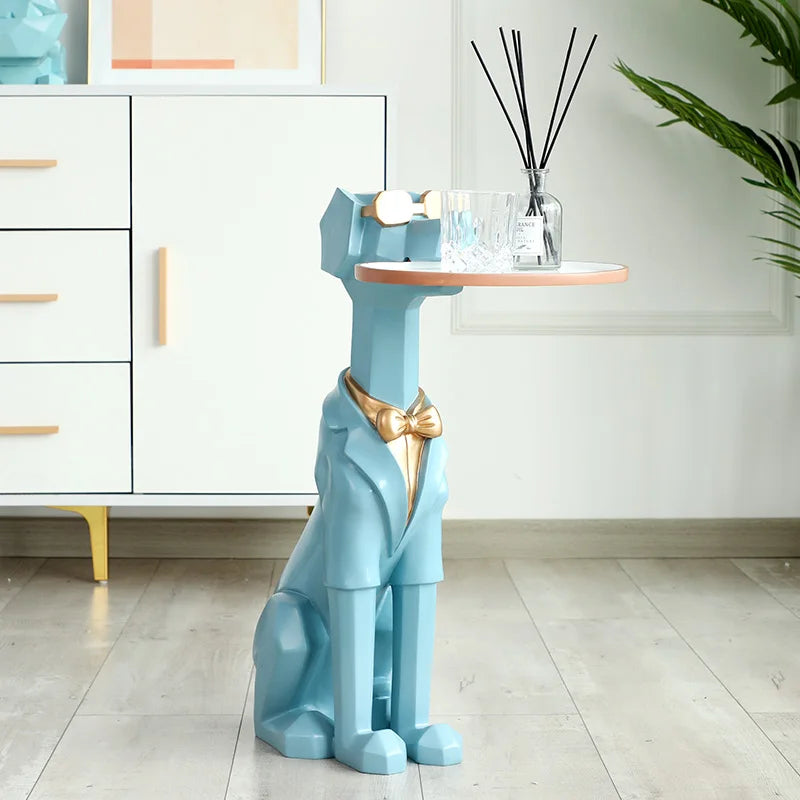 Cute Dog Sculpture  With Tray Holder Home Decor Sculpture Modern Art  Dog Statue