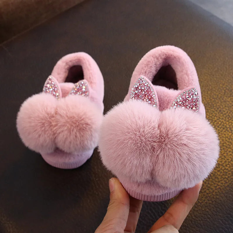 Kids Girls Girls Slippers Cartoon Fox Girls Home Shoes for Children Winter