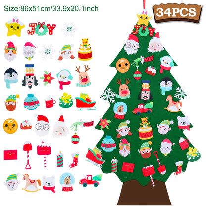 Kids DIY Felt Christmas Tree Merry Christmas Decorations for Home 2024