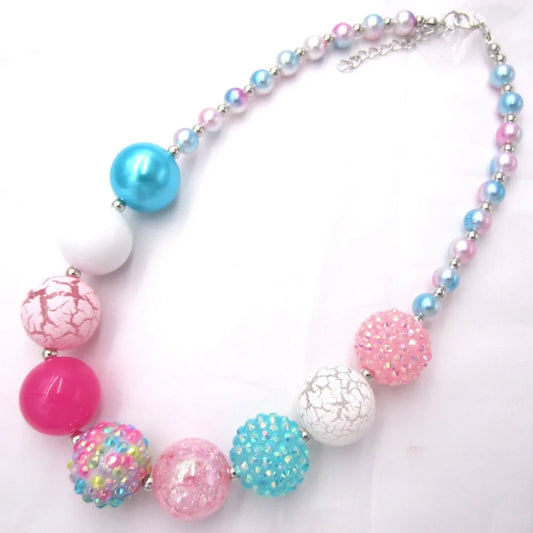 1Set 2023 New Child Chunky Beads Necklaces Colorful Toddler Girls Pearl