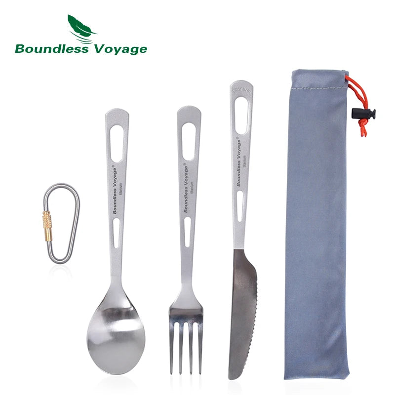 Boundless Voyage Titanium Camping Spoon Fork Spork Knife Chopsticks Straw