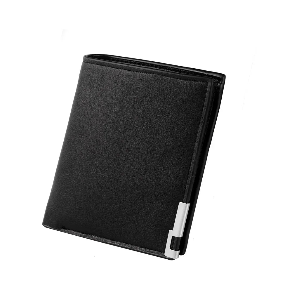 New Men's Short Wallet Multifunction Fashion Iron Credit Card Holders Pu Money