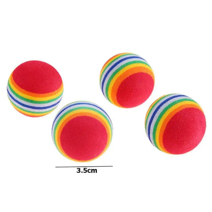 Cat Interactive Toy Funny Rainbow Toy Balls With Feather Cat Toys Play