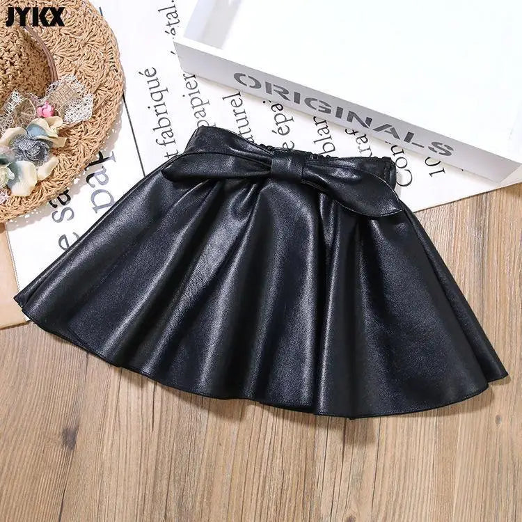 Girls' Skirts Leather Skirts Autumn and Winter Children's Outer Short Skirts