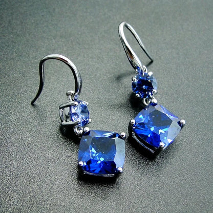 100% 925 Sterling Silver Earring With Tanzanite Drop Earrings Women Jewelry