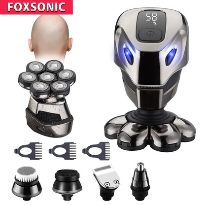 FOXSONIC Electric Shaver Razor for Men's Trimmer Wet and Bald Head Dry Razor 7D