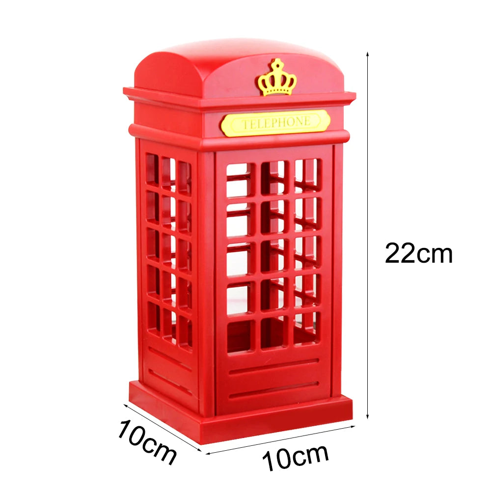 2025 Portable Retro London Telephone Booth  USB Home Bedroom New Year Decor