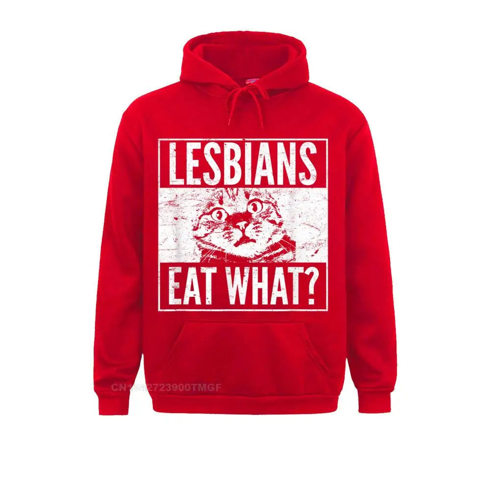 Wholesale Funny Lesbians Eat What Cat Kitten LGBT Humor Hoodie Sweatshirts