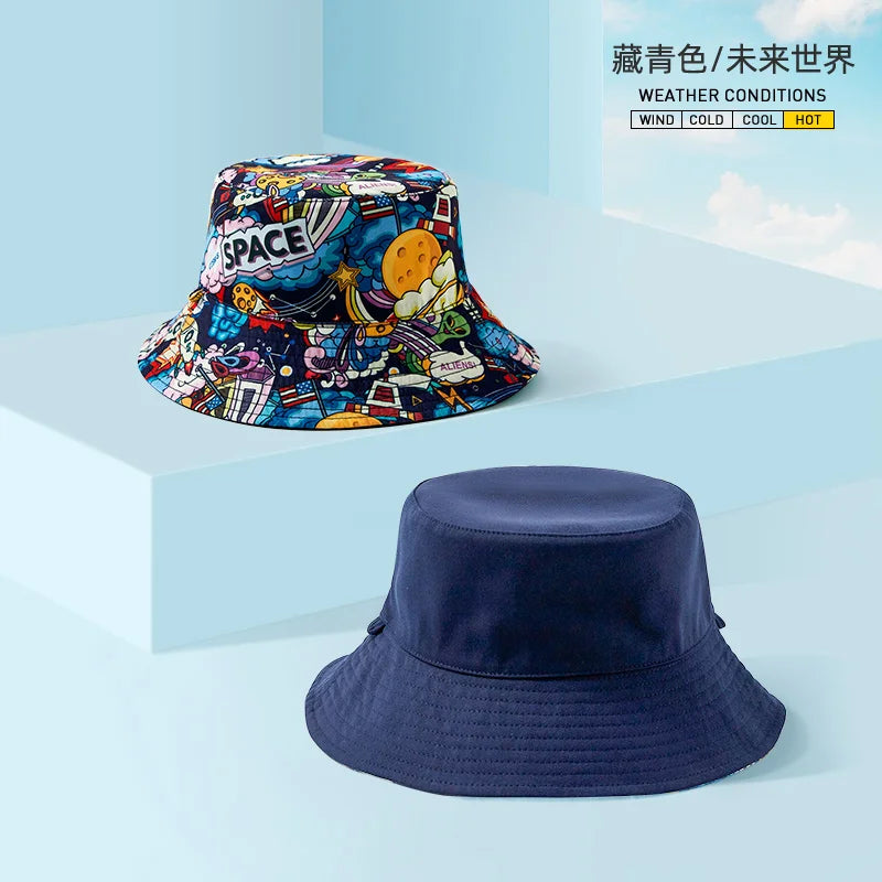 Children's Hat Double-Sided Fisherman Hats Summer Sunscreen Cap Boys