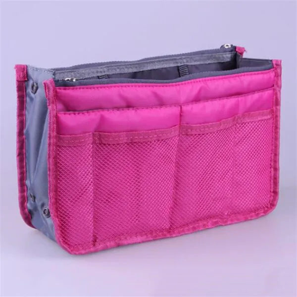 Nylon Cosmetic Bags for Women Tote Insert Double Zipper Makeup Bag Toiletries