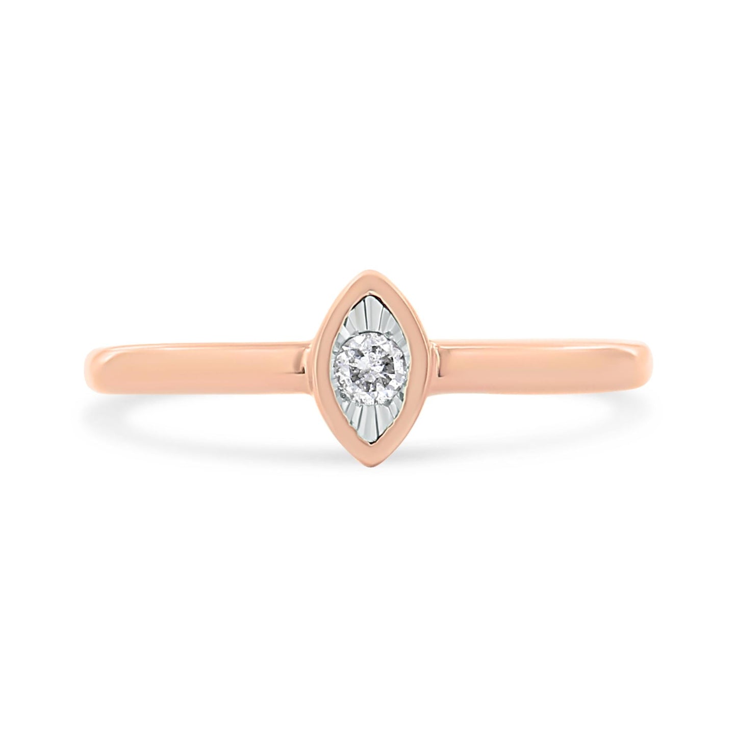 14K Rose Gold Plated .925 Sterling Silver Set Diamond Pear Shape Promise Ring