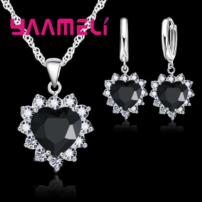 New Suit Heart Shape  Fashion Women Wedding Silver Jewelry Set