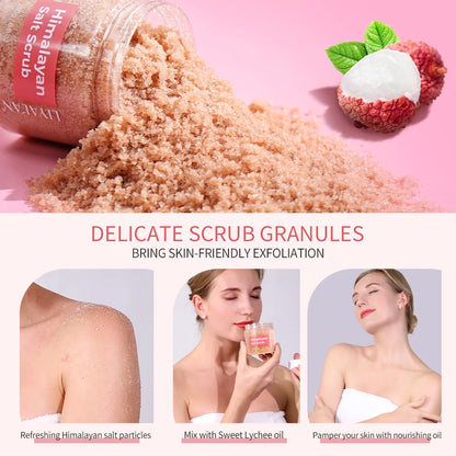 LIYALAN Pink Himalayan Salt Body Scrub Bath Exfoliating Skin Whitening