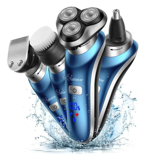 HATTEKER 4 in 1 Rotary Electric Shaver Facial Electric Razor  USB Rechargeable