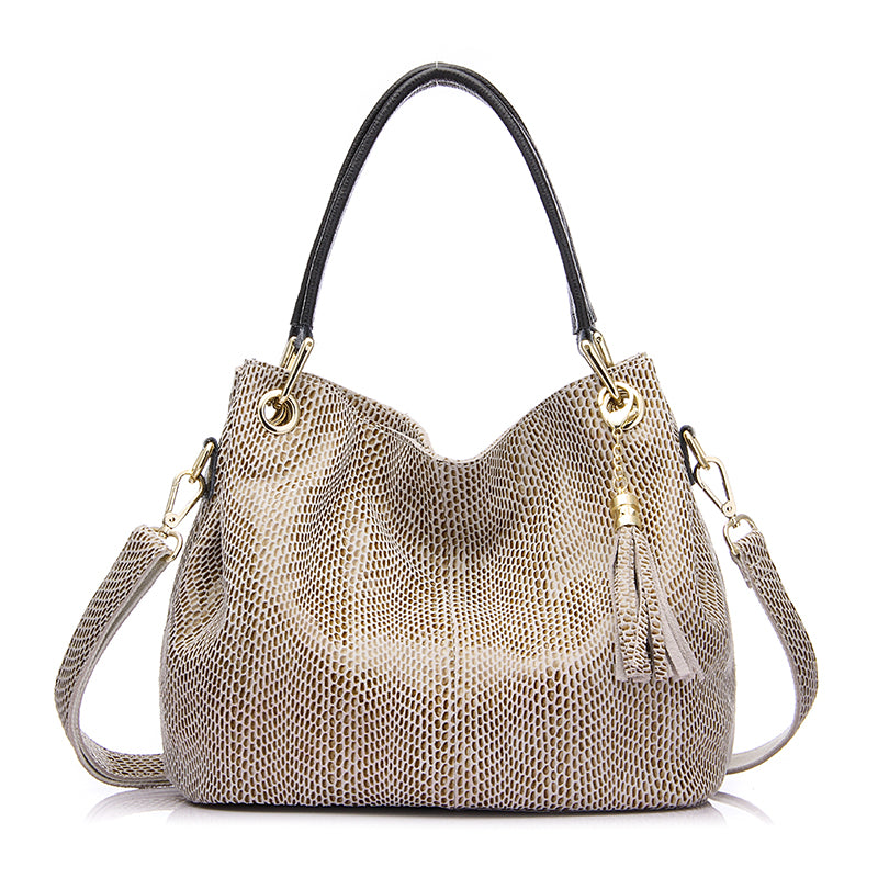 REALER High Quality Leather Tote Hand Bag Ladies Serpentine Shoulder Messenger