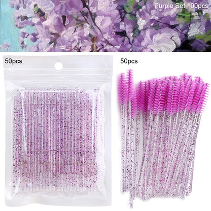 Eyelash Brushes 100pcs Eyebrow Tools Crystal Microbrush for Eyelashes Mascara