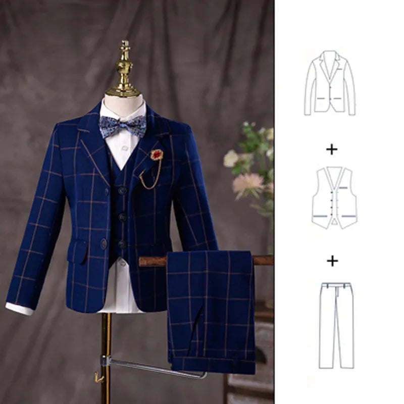 Flower Boys Wedding Suit Children Birhtday Photograph Dress Kids Fromal Blazer