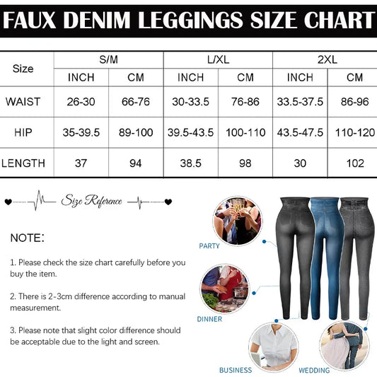 Women Denim Print Leggings Fashion Slimming Push Up Leggings Faux Jeans