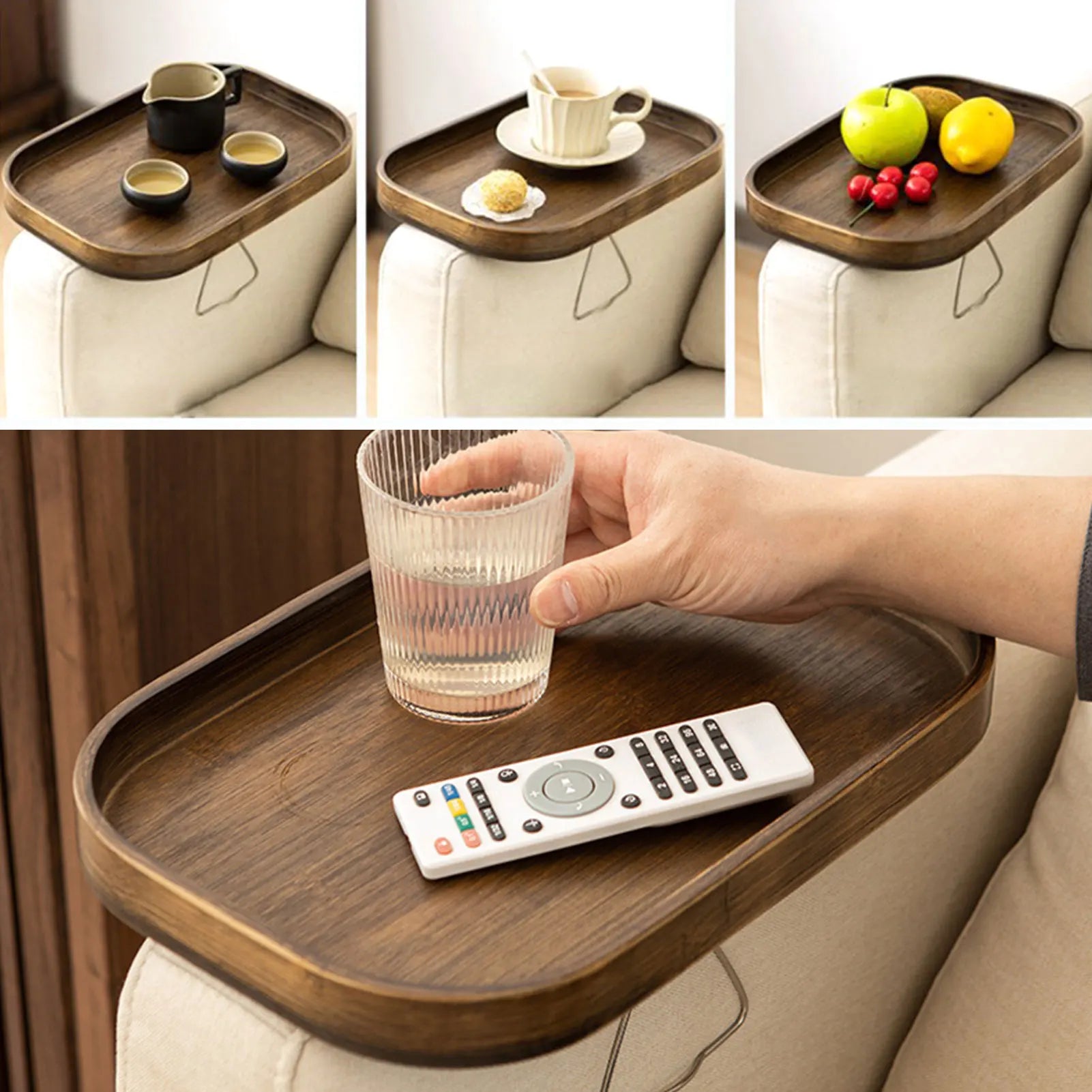 Sofa Armrest Clip Table Tray Wooden TV Table and Side Tables