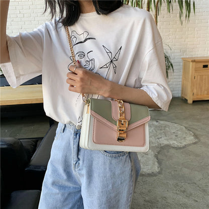 Luxury Designer Contrast Color  Ladies Shoulder Bag Women Small Square Handbags