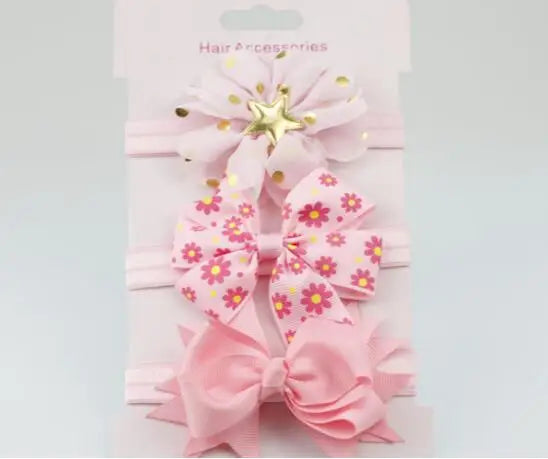 On Sale 3pcs New Baby Girl Boy Elastic Flower Headband Children