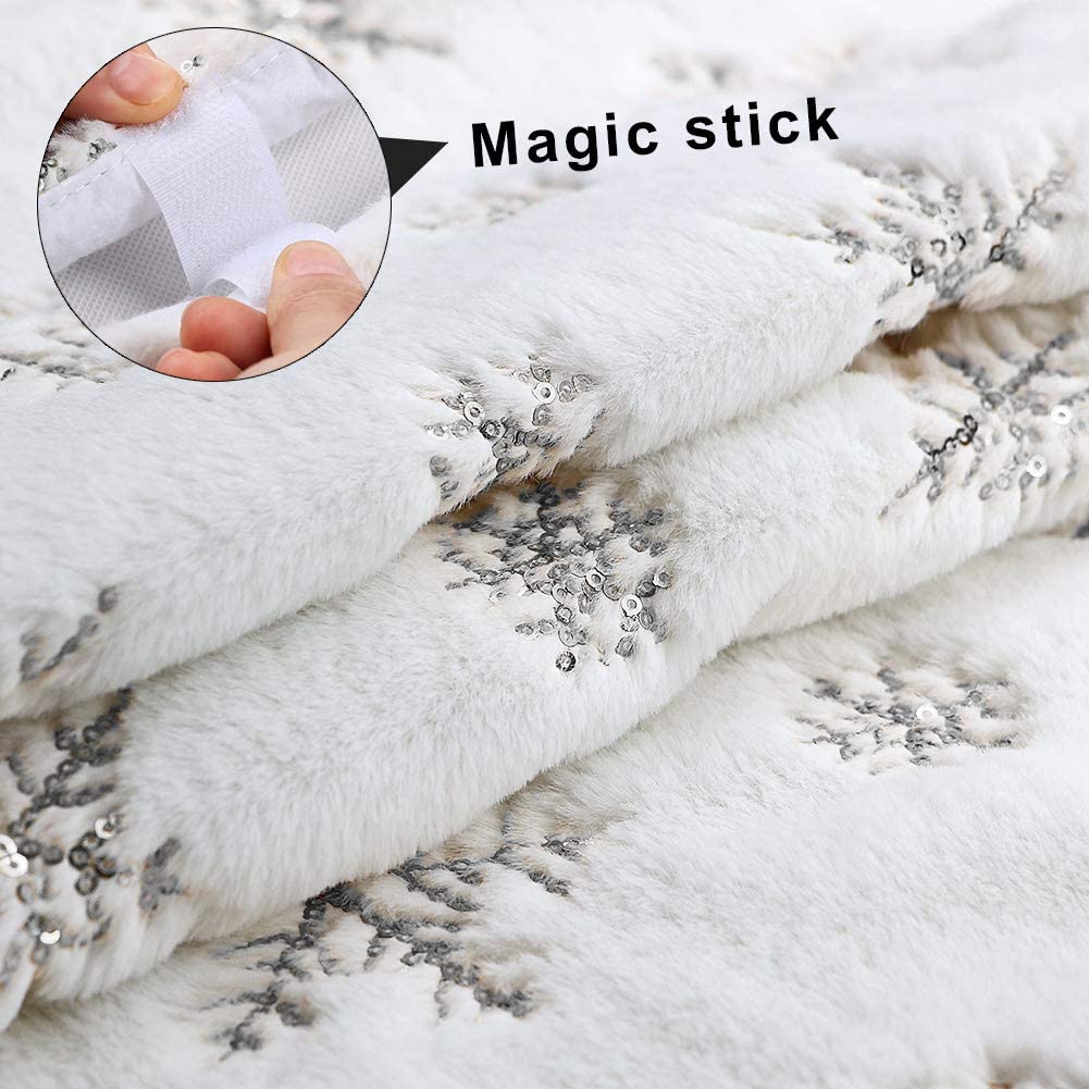 Snowflake Faux Fur White Plush Christmas Tree Mat Tree Skirt Xmas New Year Party