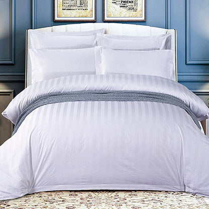 Luxury 100% Cotton Bedding Sets Hotel White Stain Strip