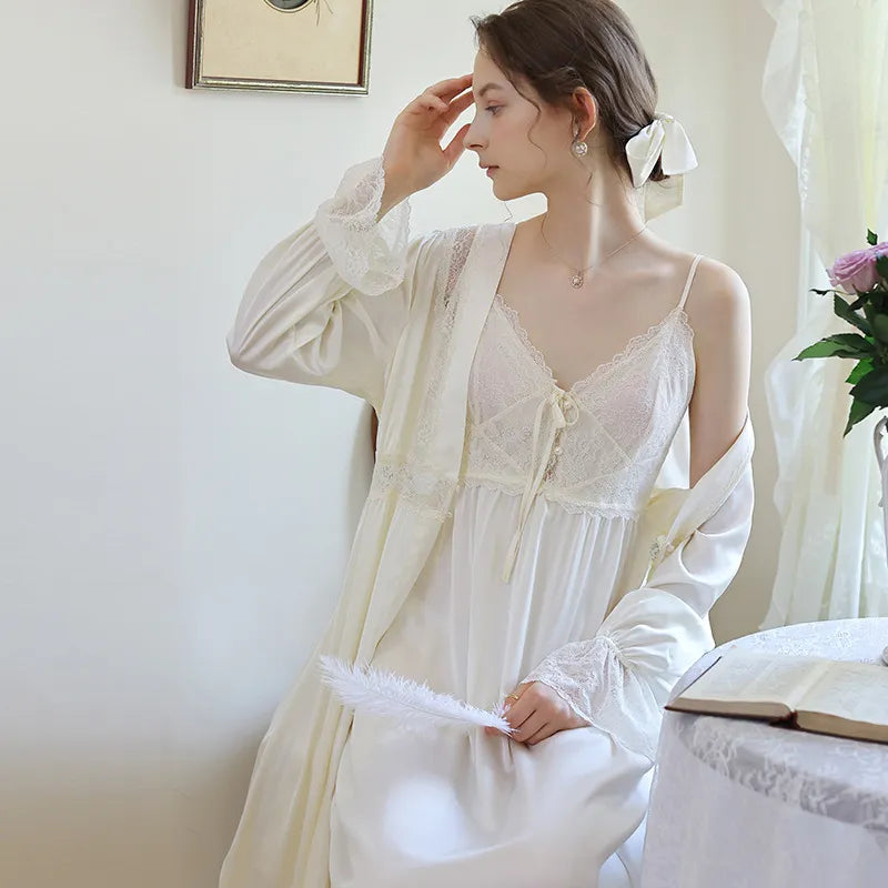 Robe Romantic Nightgown Princess Woman Nightdress Dressing Gown Bridesmaid