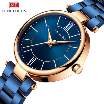 MINI FOCUS Women Watches Waterproof Blue Stainless Steel Brand Luxury Fashion