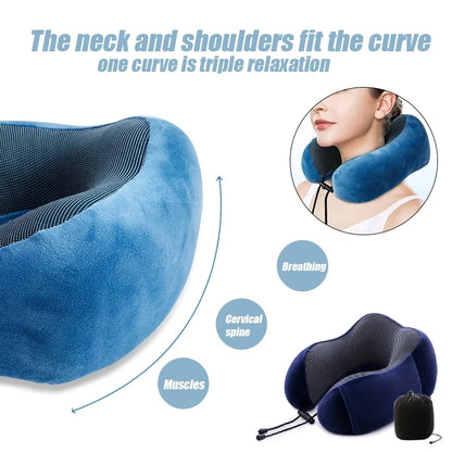 U Shaped Memory Foam Neck Pillows Soft Travel Pillow Massage Neck Pillow