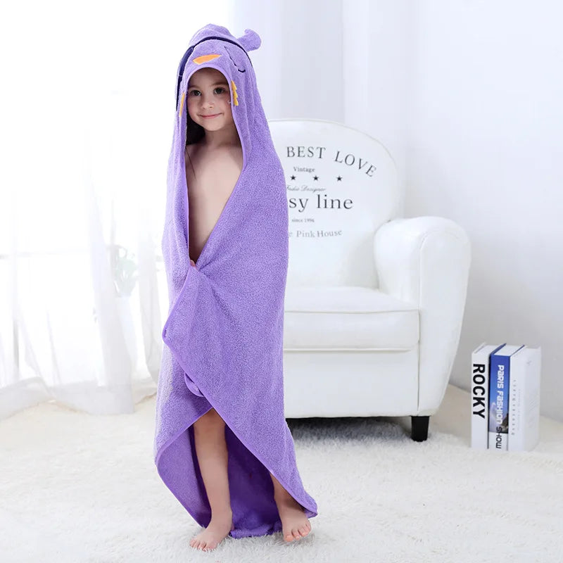 Baby Animal Cartoon Hooded Towel Beach Bath Robes Soft Children Poncho Towels