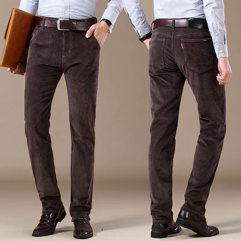 Mens Corduroy Long Pants Winter Thicken Warm Casual Men's Trousers