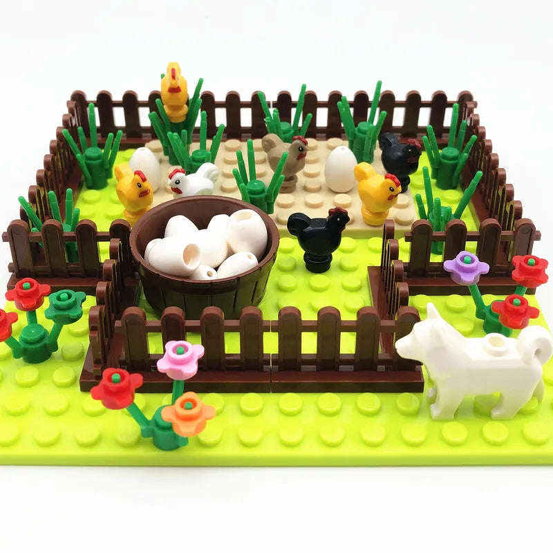 Farm Animals Trees Plants Building Blocks for Kids MOC Compatible