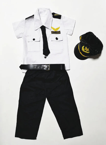 Kids Pilot Costumes Cosplay Boys Flight Airplane Aircraft Air Force Costume